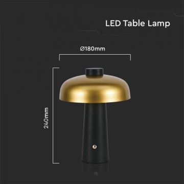 Lampă LED tactilă reîncărcabilă dimabilă de masă LED/3W/5V 3000-6000K 1800 mAh negru/auriu