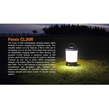 Lampă LED reîncărcabilă portabilă LED/USB IPX7 650 lm 300 h Fenix CL30R