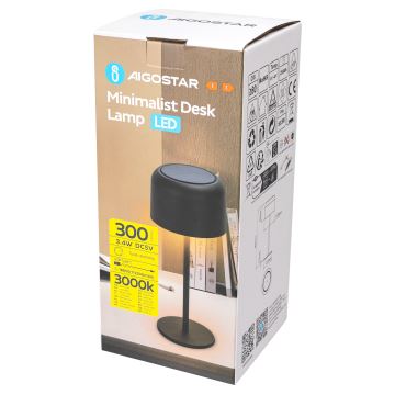 Lampă LED solară reîncărcabilă dimabilă de masă Aigostar LED/3W/5V 2200mAh negru IP54