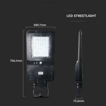 Lampă LED stradală solară cu senzor LED/40W/9,6V IP65 6000K + telecomandă