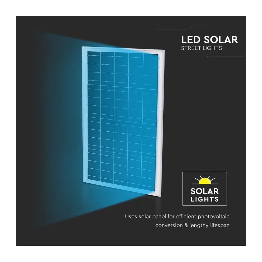 Lampă LED stradală solară dimabilă LED/50W/6,4V 4000K IP65 + telecomandă