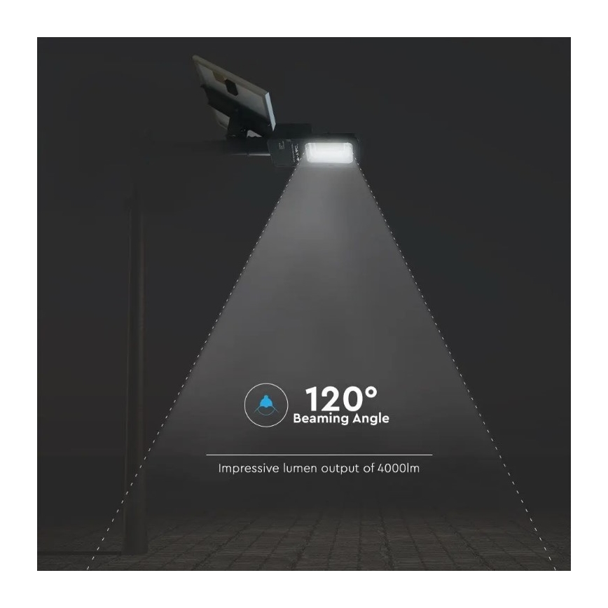 Lampă LED stradală solară dimabilă LED/50W/6,4V 6000K IP65 + telecomandă