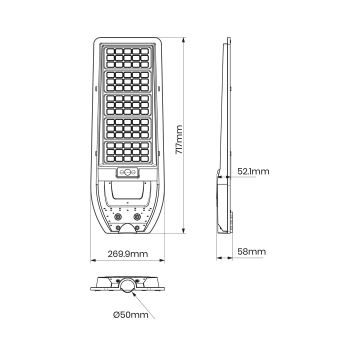 Lampă LED stradală solară VIA 200W/20000 mAh 3,2V 6000K IP54 + telecomandă