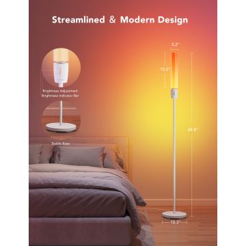 Lampadar LED dimabil Govee CYLINDER SMART RGBICWW 2200-6500K