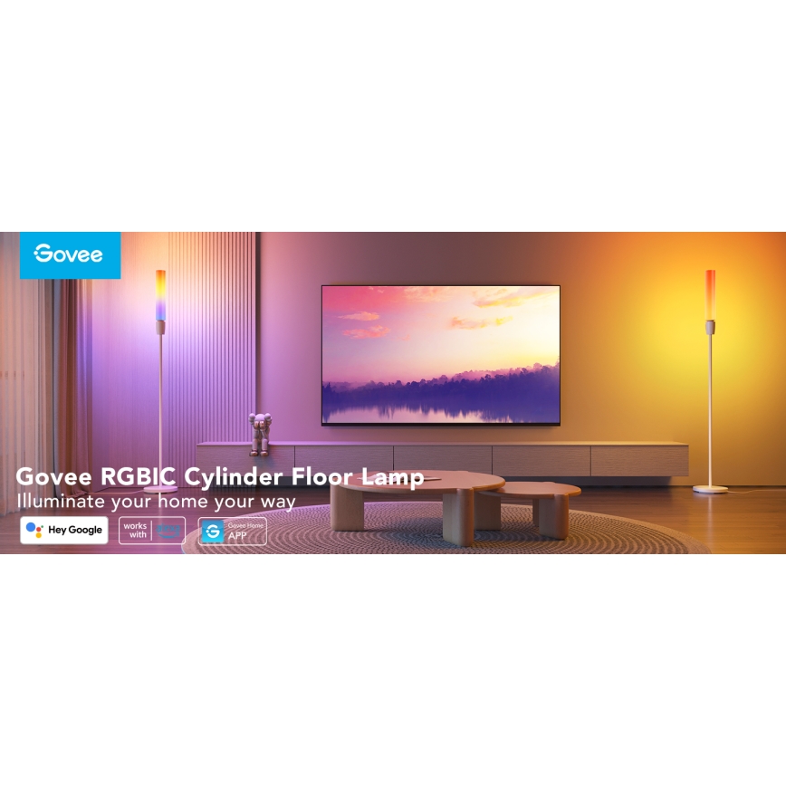 Lampadar LED dimabil Govee CYLINDER SMART RGBICWW 2200-6500K