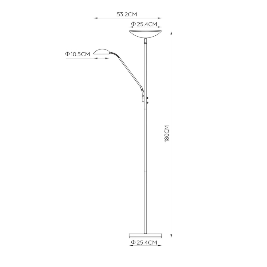 Lampadar LED dimabil Lucide 19791/24/02 ZENITH LED/20W + LED/4W/230V auriu