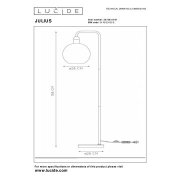 Lampadar Lucide 34738/01/61 JULIUS 1xE27/40W/230V