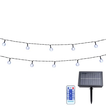 Lanț LED solar dimabil Grundig 50xLED/8 funcții 9,35m alb cald + telecomandă