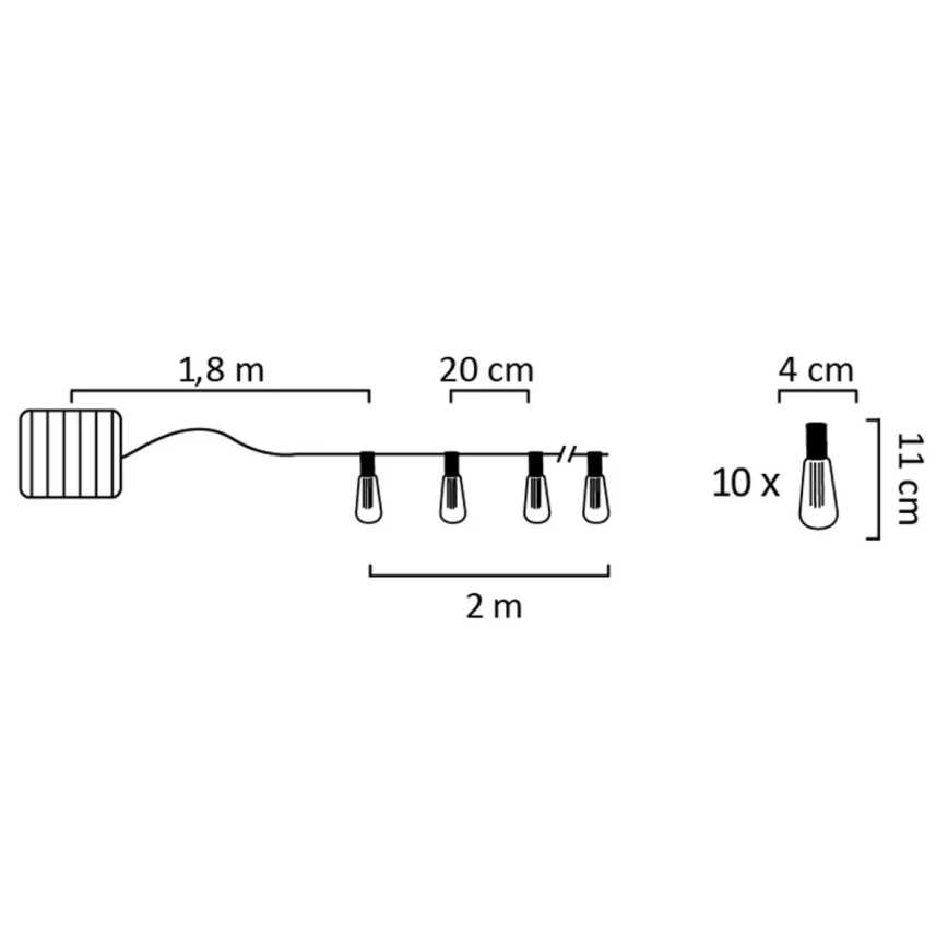 Lanț solar LED EDISON 10xLED/1,2V IP44