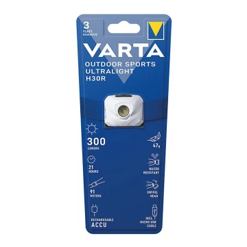 Lanternă frontală LED reîncărcabilă dimabilă Varta 18631101401 OUTDOOR SPORTS LED/5V IPX4