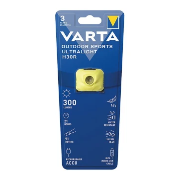 Lanternă frontală LED reîncărcabilă dimabilă Varta 18631201401 OUTDOOR SPORTS LED/5V IPX4