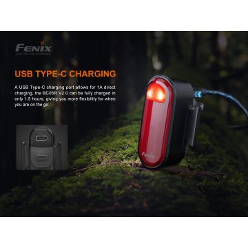 Lanternă LED reîncărcabilă pentru bicicletă LED/USB IP66 15 lm 120 de ore Fenix BC05RV20