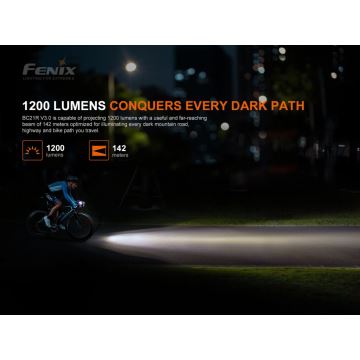 Lanternă LED reîncărcabilă pentru bicicletă LED/USB IP68 1200 lm 33 de ore Fenix BC21RV30