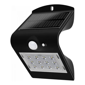 LED Aplică perete solară cu senzor LED/1.5W/3,7V IP65 negru