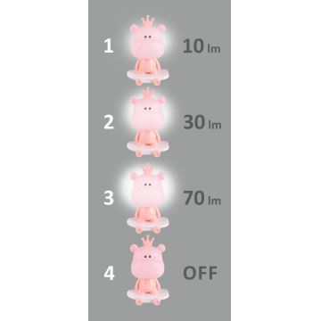 LED Lampă de seară dimmabilă pentru copii LED/2,5W/230V hipopotam roz