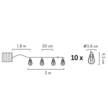 LED Lanț solar exterior 10xLED/1xAAA IP44