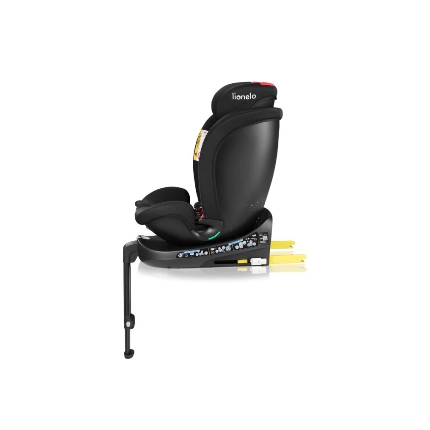 Lionelo - Scaun auto rotativ cu bază NAVY i-Size 40-150 cm negru/roșu