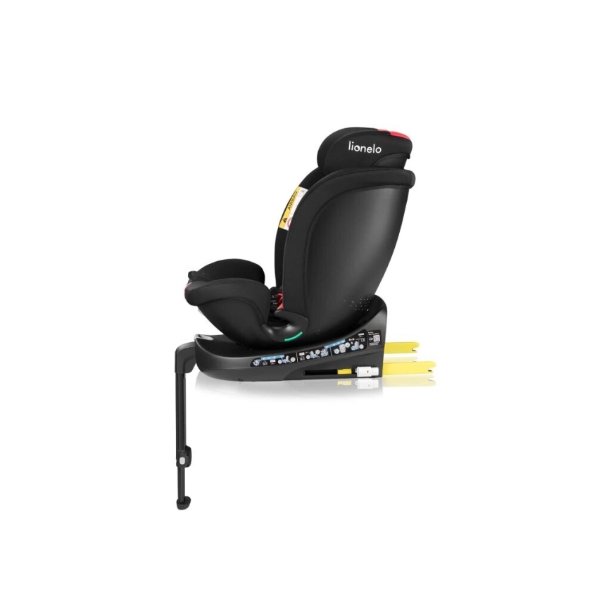 Lionelo - Scaun auto rotativ cu bază NAVY i-Size 40-150 cm negru/roșu