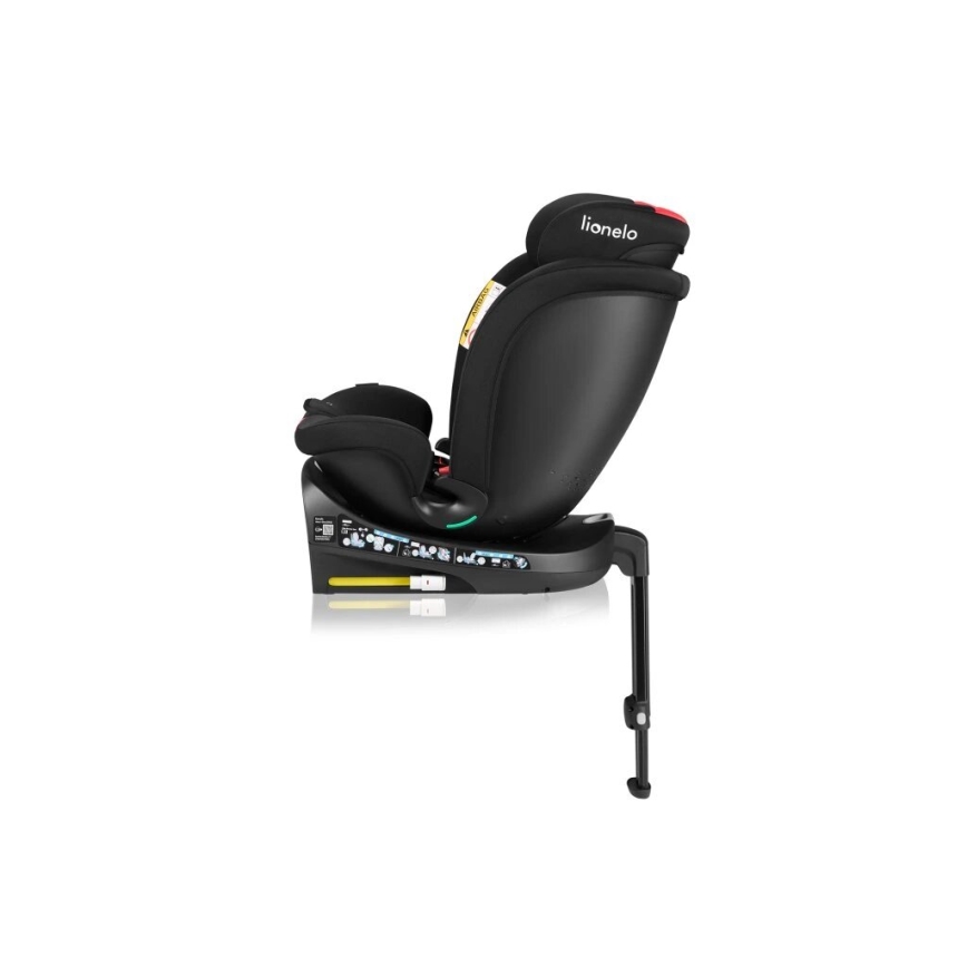 Lionelo - Scaun auto rotativ cu bază NAVY i-Size 40-150 cm negru/roșu