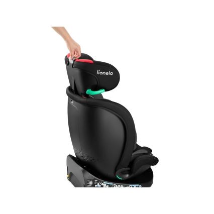 Lionelo - Scaun auto rotativ cu bază NAVY i-Size 40-150 cm negru/roșu