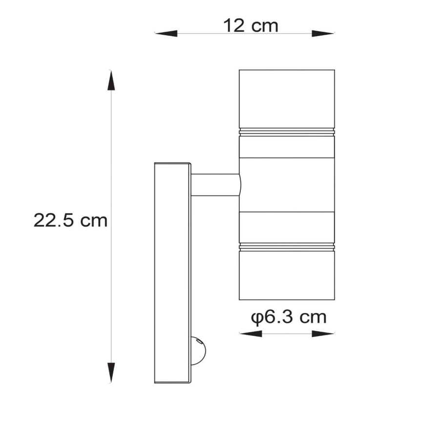 Lucide 14866/10/30 - LED Lampă exterior cu senzor ARNE-LED 2xGU10/5W/230V negru