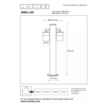 Lucide 14867/10/12 - LED Lampă exterior ARNE-LED 2xGU10/5W/230V crom mat