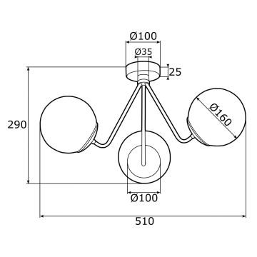 Lustră aplicată Argon 1481 TOMAR 3xE27/15W/230V alămie