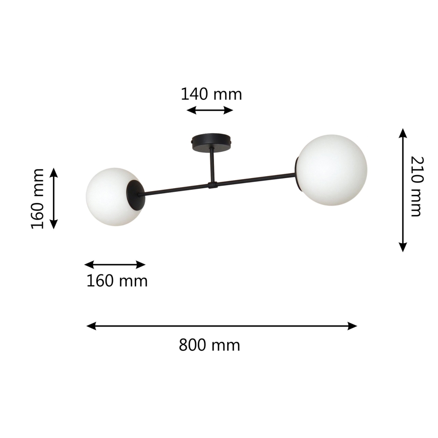 Lustră aplicată MOON 2xE27/15W/230V negru