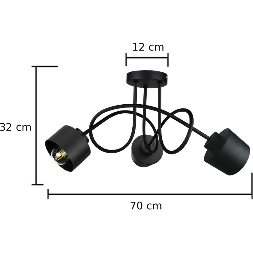 Lustră aplicată SIMPLY BLACK 3xE27/60W/230V