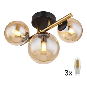 Lustră LED aplicată 3xG9/3W/230V alamă Globo