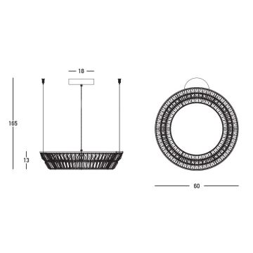 Lustră LED de cristal dimabilă pe cablu Zambelis 23046 LED/38W/230V CRI 90 3000K d. 60 cm alamă