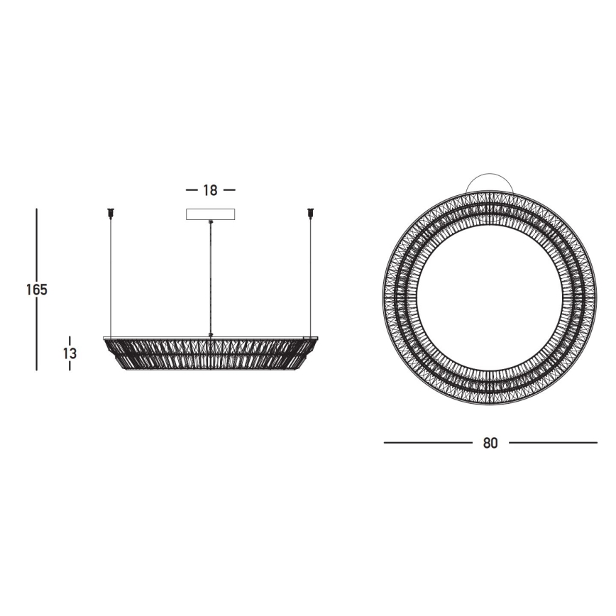 Lustră LED de cristal dimabilă pe cablu Zambelis 23048 LED/55W/230V CRI 90 3000K d. 80 cm alamă