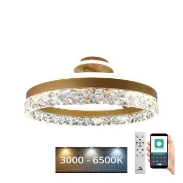 Lustră LED dimabilă aplicată LED/86W/230V 3000-6500K auriu + telecomandă