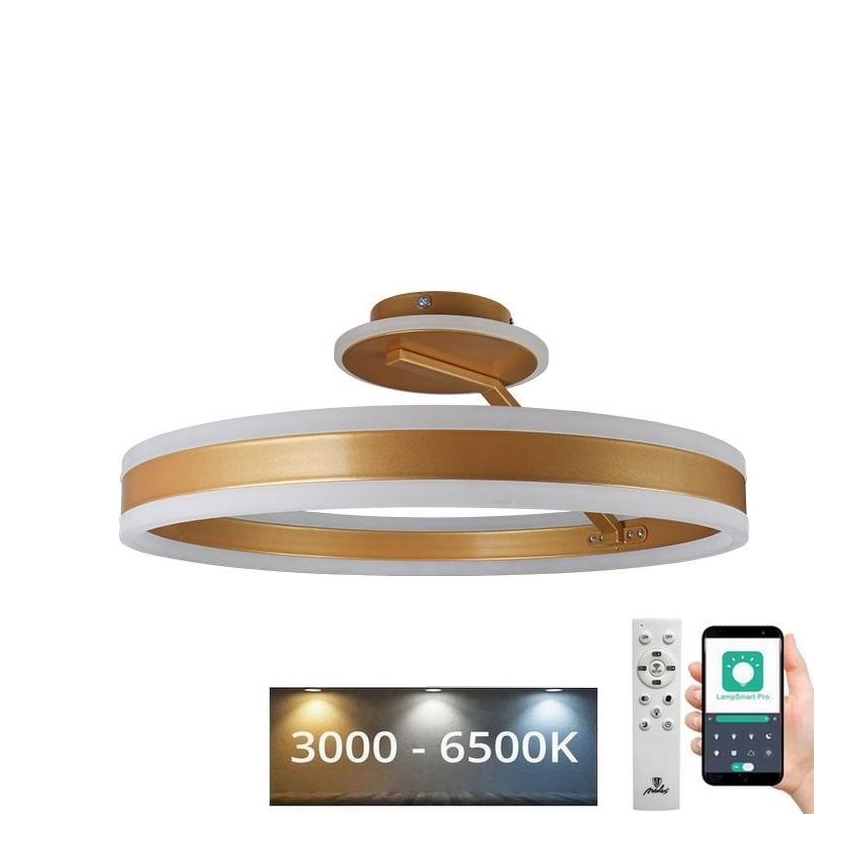 Lustră LED dimabilă aplicată LED/86W/230V 3000-6500K auriu + telecomandă