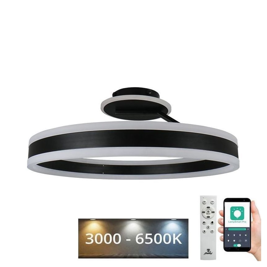 Lustră LED dimabilă aplicată LED/86W/230V 3000-6500K negru + telecomandă