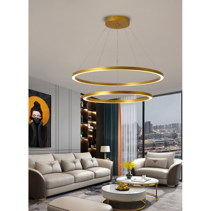 Lustră LED dimabilă pe cablu Immax NEO 07159-G80-60 FINO LED/93W/230V Tuya auriu + telecomandă