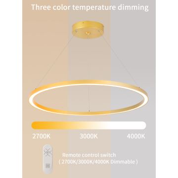 Lustră LED dimabilă pe cablu Immax NEO 07159-G80 FINO LED/60W/230V Tuya auriu + telecomandă