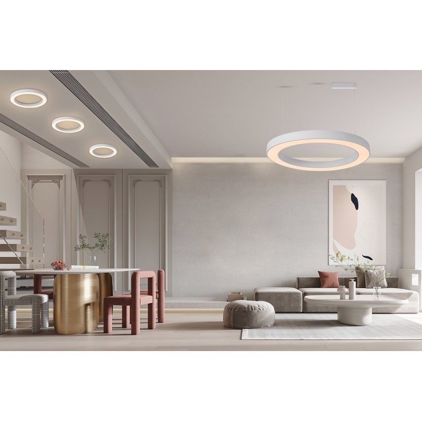 Lustră LED dimabilă pe cablu Immax NEO 07214L PASTEL LED/68W/230V 2700-6500K alb 95 cm Tuya + telecomandă