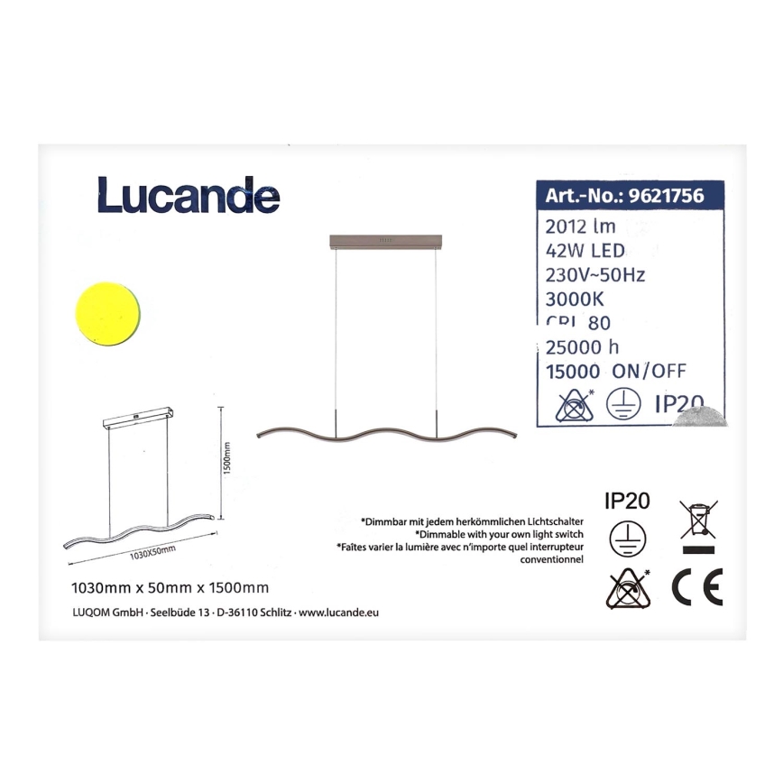 Lustră LED dimabilă pe cablu BRAMA LED/42W/230V Lucande