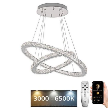 Lustră LED dimabilă pe cablu LED/115W/230V 3000-6500K argintiu + telecomandă