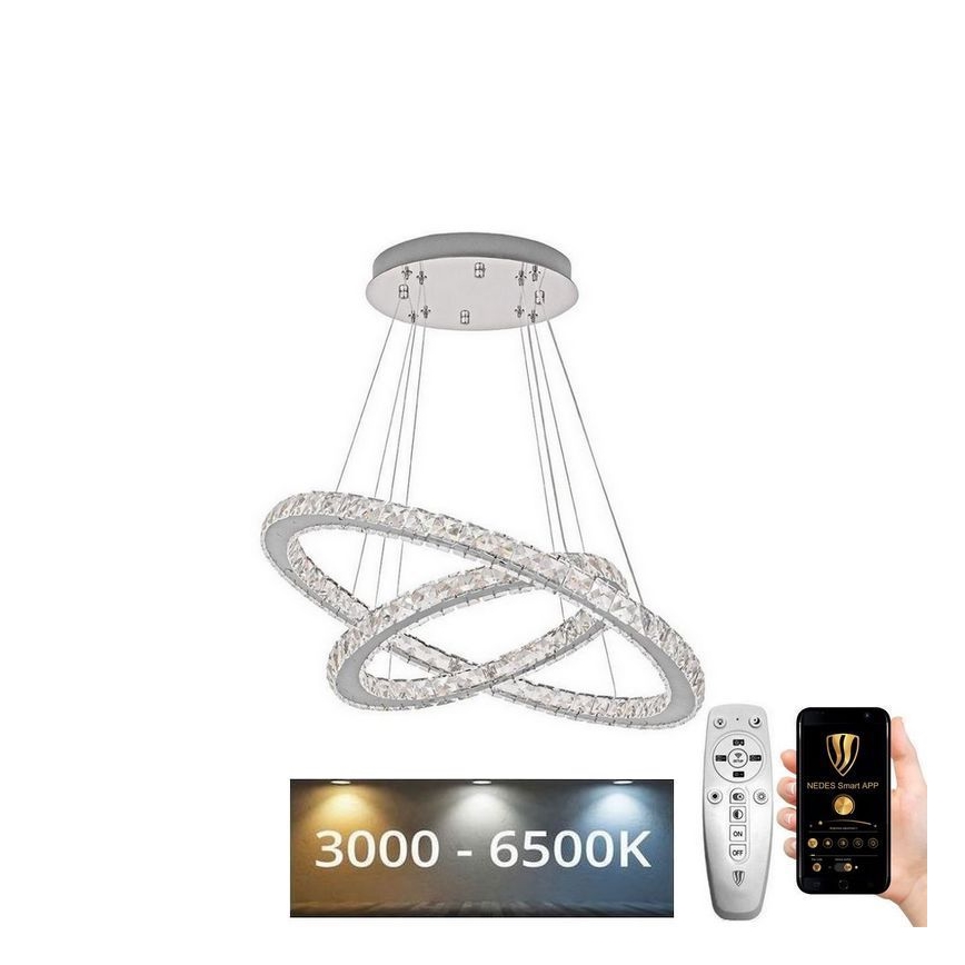 Lustră LED dimabilă pe cablu LED/115W/230V 3000-6500K argintiu + telecomandă