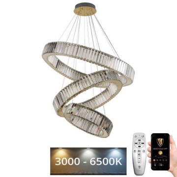 Lustră LED dimabilă pe cablu LED/115W/230V 3000-6500K crom/auriu + telecomandă