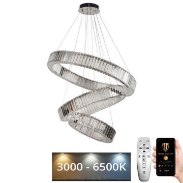 Lustră LED dimabilă pe cablu LED/115W/230V 3000-6500K crom + telecomandă