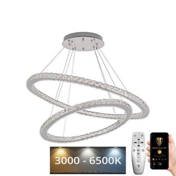 Lustră LED dimabilă pe cablu LED/160W/230V 3000-6500K argintiu + telecomandă
