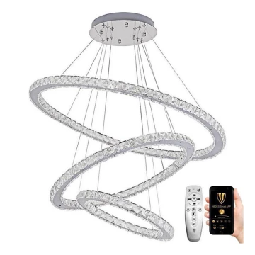 Lustră LED dimabilă pe cablu LED/210W/230V 3000-6500K argintiu + telecomandă