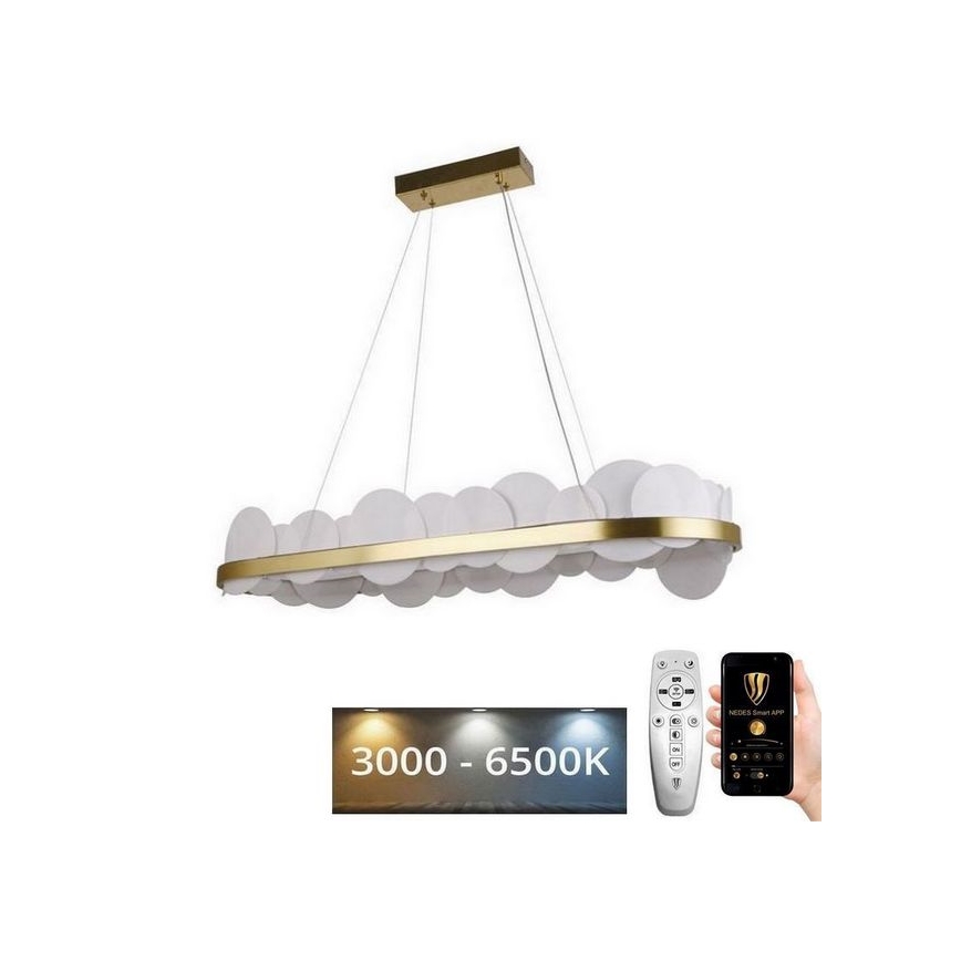 Lustră LED dimabilă pe cablu LED/50W/230V 3000-6500K auriu + telecomandă