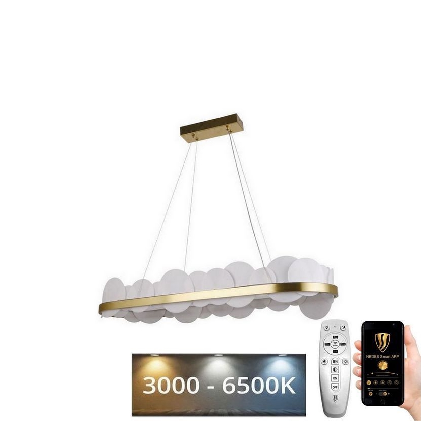 Lustră LED dimabilă pe cablu LED/50W/230V 3000-6500K auriu + telecomandă