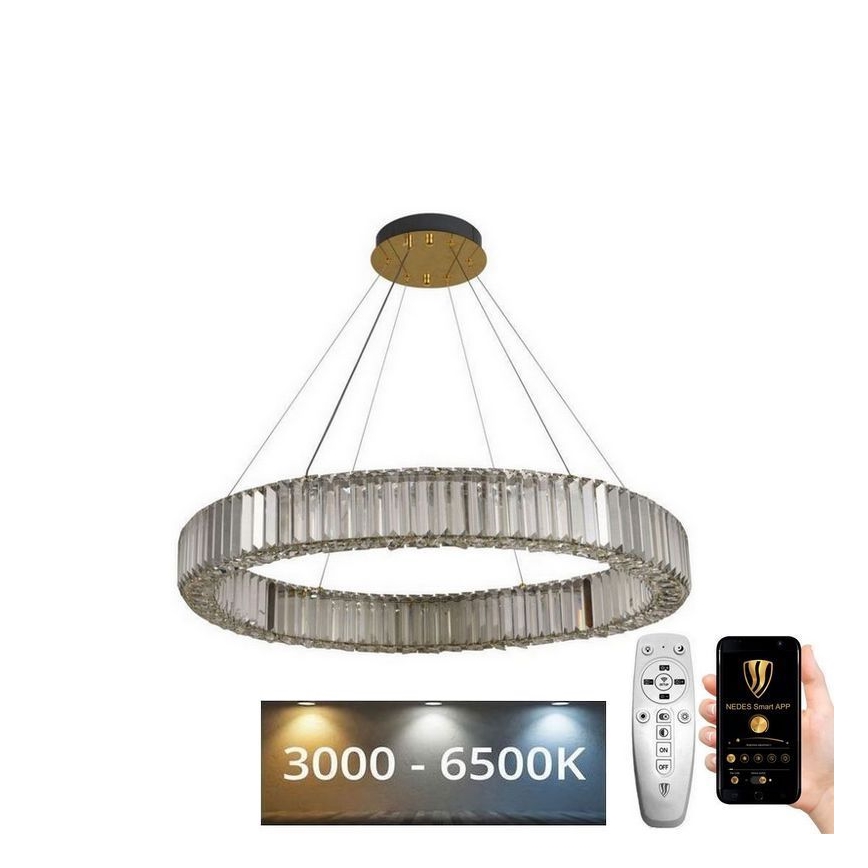 Lustră LED dimabilă pe cablu LED/50W/230V 3000-6500K crom/auriu + telecomandă