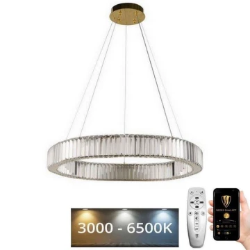 Lustră LED dimabilă pe cablu LED/50W/230V 3000-6500K crom/auriu + telecomandă