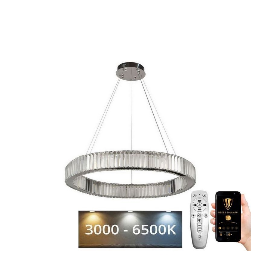 Lustră LED dimabilă pe cablu LED/50W/230V 3000-6500K crom + telecomandă